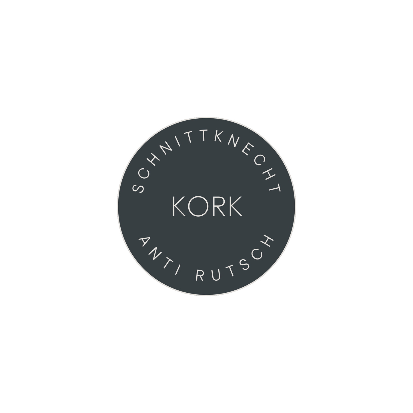 Runde Abbildung mit der Aufschrift „SchnittKnecht Anti Rutsch Kork“.