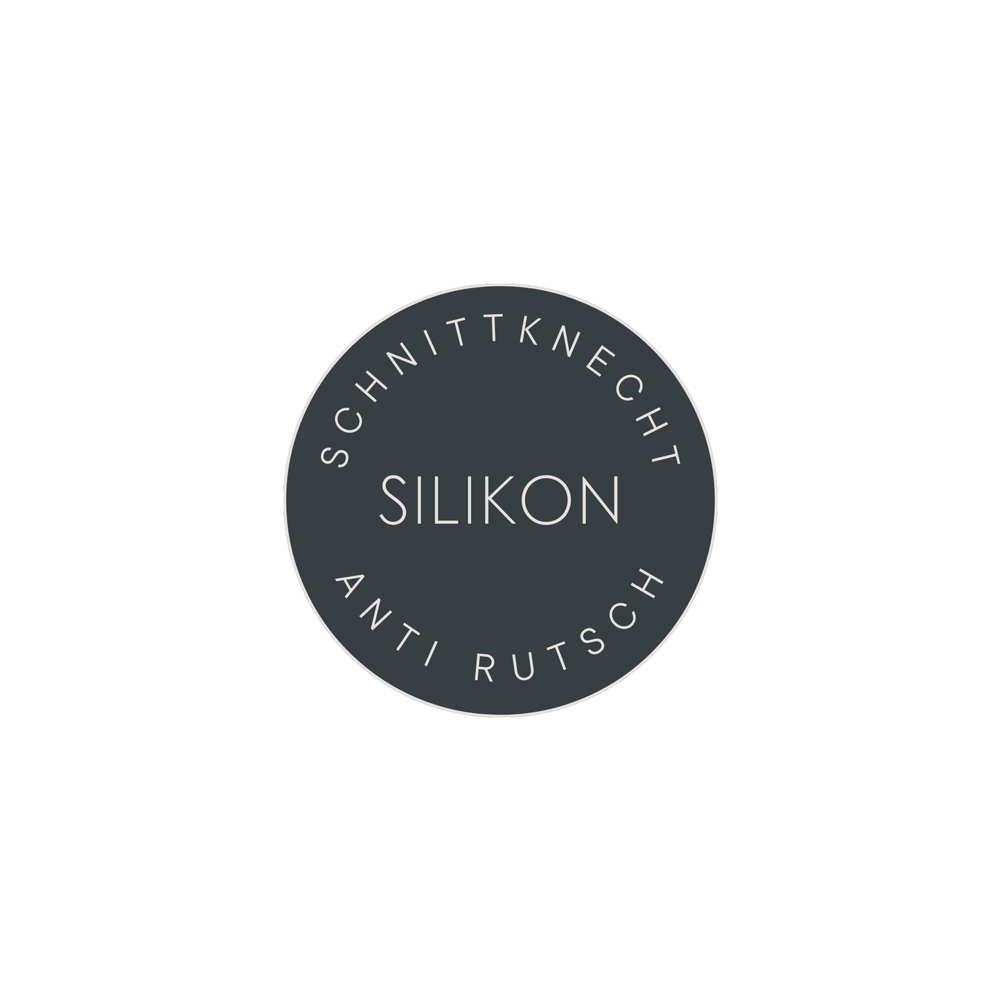Runde Abbildung mit der Aufschrift „SchnittKnecht Anti Rutsch Silikon“.