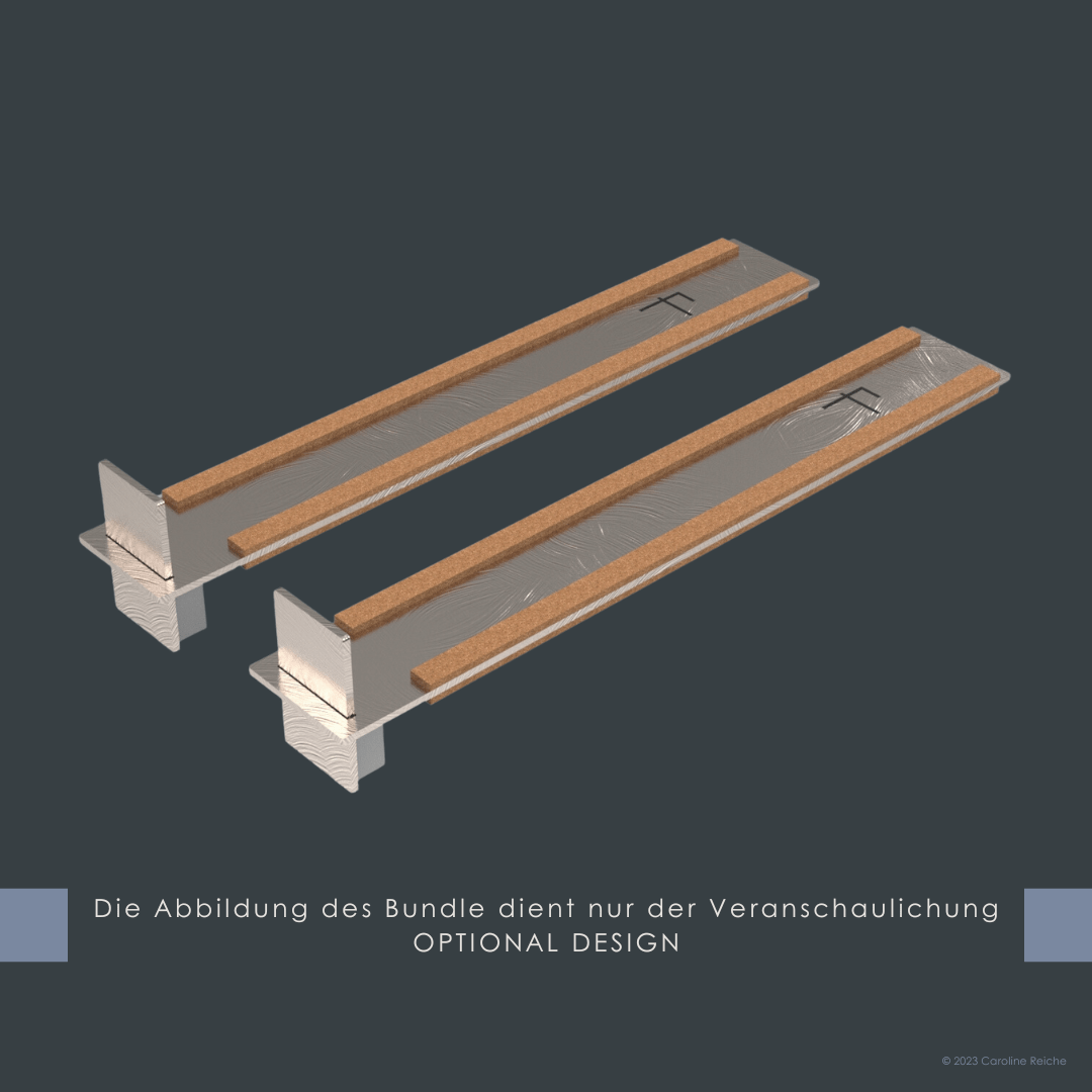 Auf dem Bild ist die universelle Schneidebrettunterlage SchnittKnecht® in der optionalen Designvariante mit selbstklebenden Korkstreifen zur Antirutsch-Funktion zu sehen. Die Abbildung dient der Veranschaulichung der Designalternative zu Silikon.