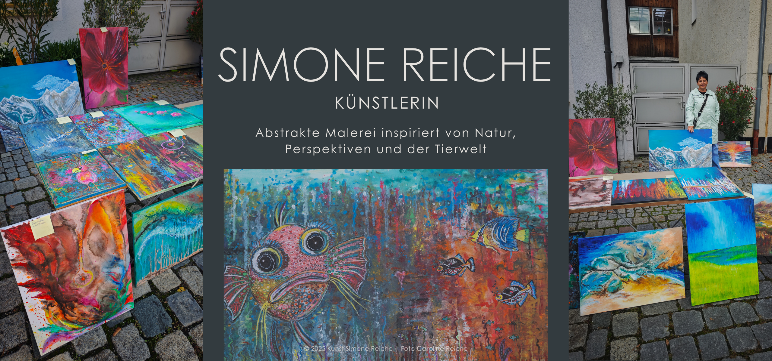 Künstlerin Simone Reiche zeigt auf Marktausstellung abstrakte Werke mit Natur- und Tiermotiven