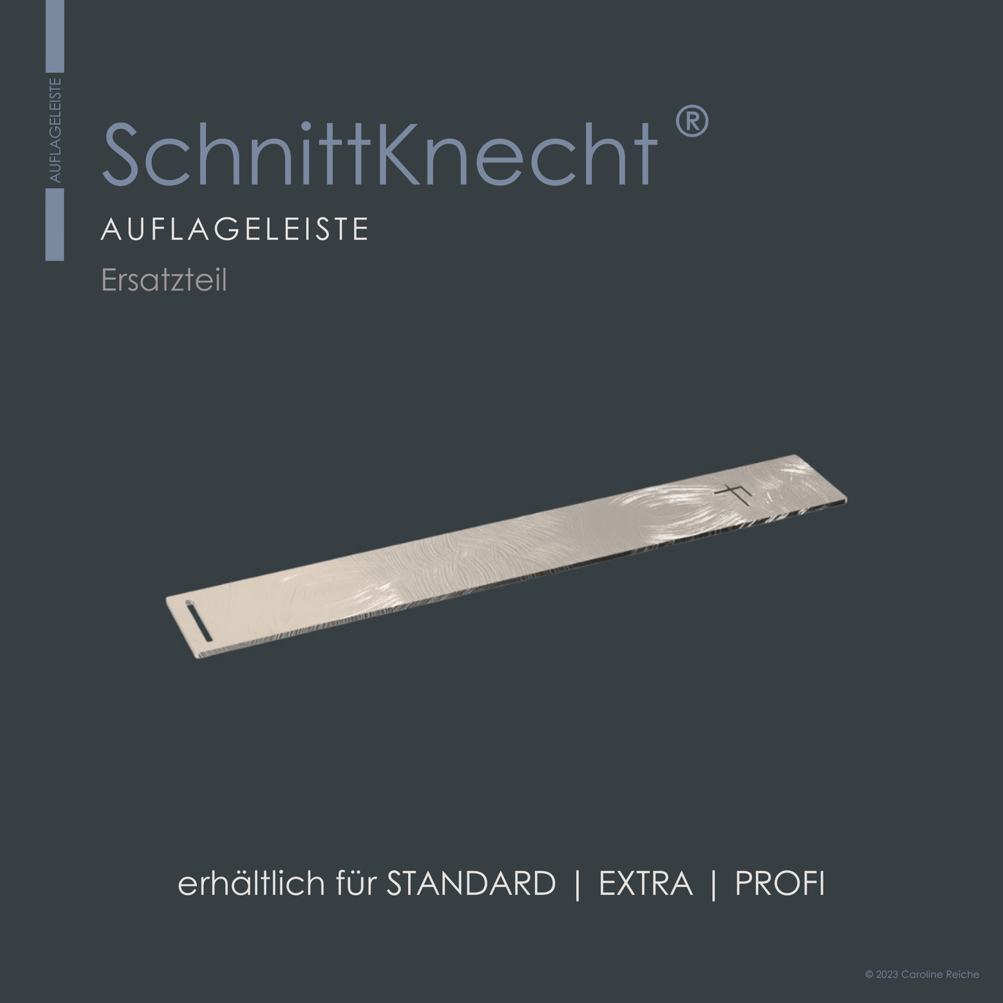 Auf dem Bild ist die Auflageleiste der rutschfesten Schneidebrettunterlage von SchnittKnecht® zu sehen. Das Ersatzteil ist für alle Bundles – Standard, Extra und Profi – erhältlich.
