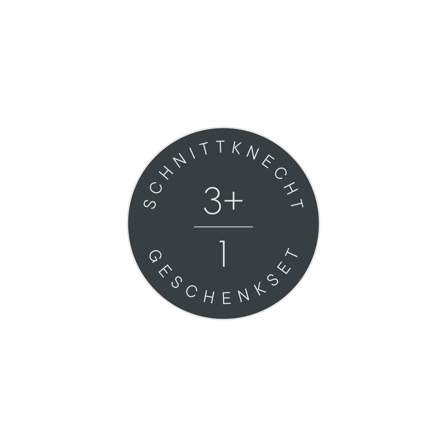Runde Abbildung mit der Aufschrift „SchnittKnecht 3+1 Geschenkset“.