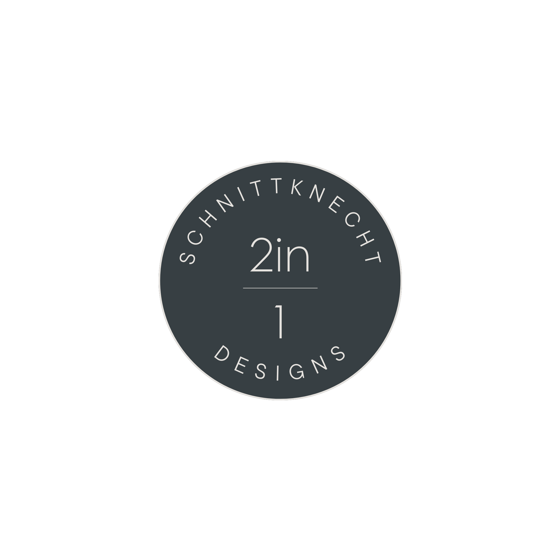 Runde Abbildung mit dem Text ‚Schnittknecht 2in1 Designs‘ – Sparset Silikonprofile & nachhaltiger Kork als rutschfeste Designvarianten der Unterlage für Schneidebretter von SchnittKnecht®