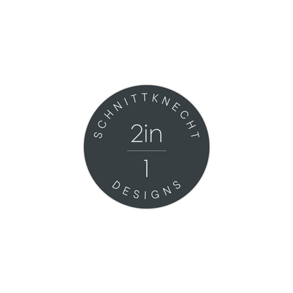 Runde Abbildung mit dem Text ‚Schnittknecht 2in1 Designs‘ – Sparset Silikonprofile & nachhaltiger Kork als rutschfeste Designvarianten der Unterlage für Schneidebretter von SchnittKnecht®